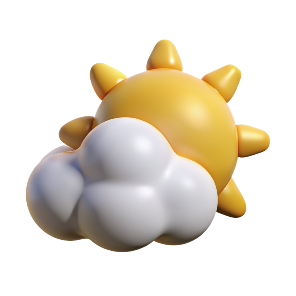 Sun with Cloud 3d Image png