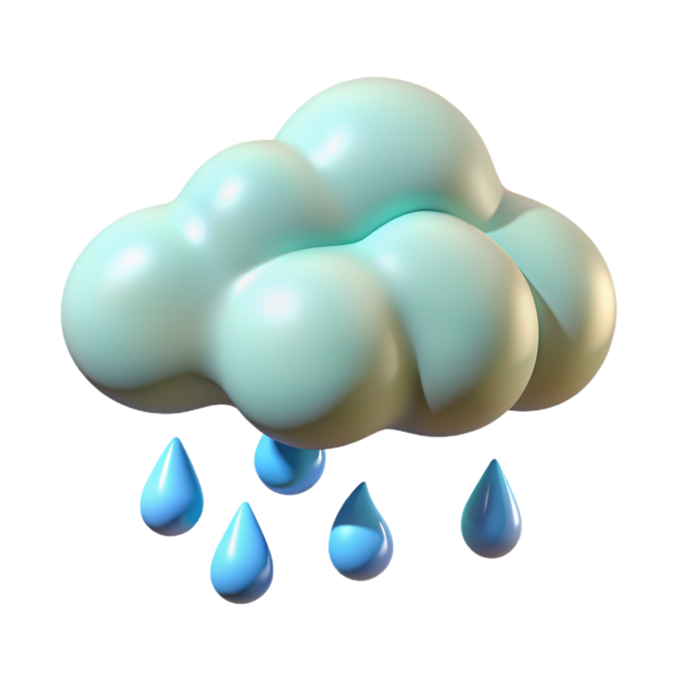 Clouds with Rain Drop 3d Image png
