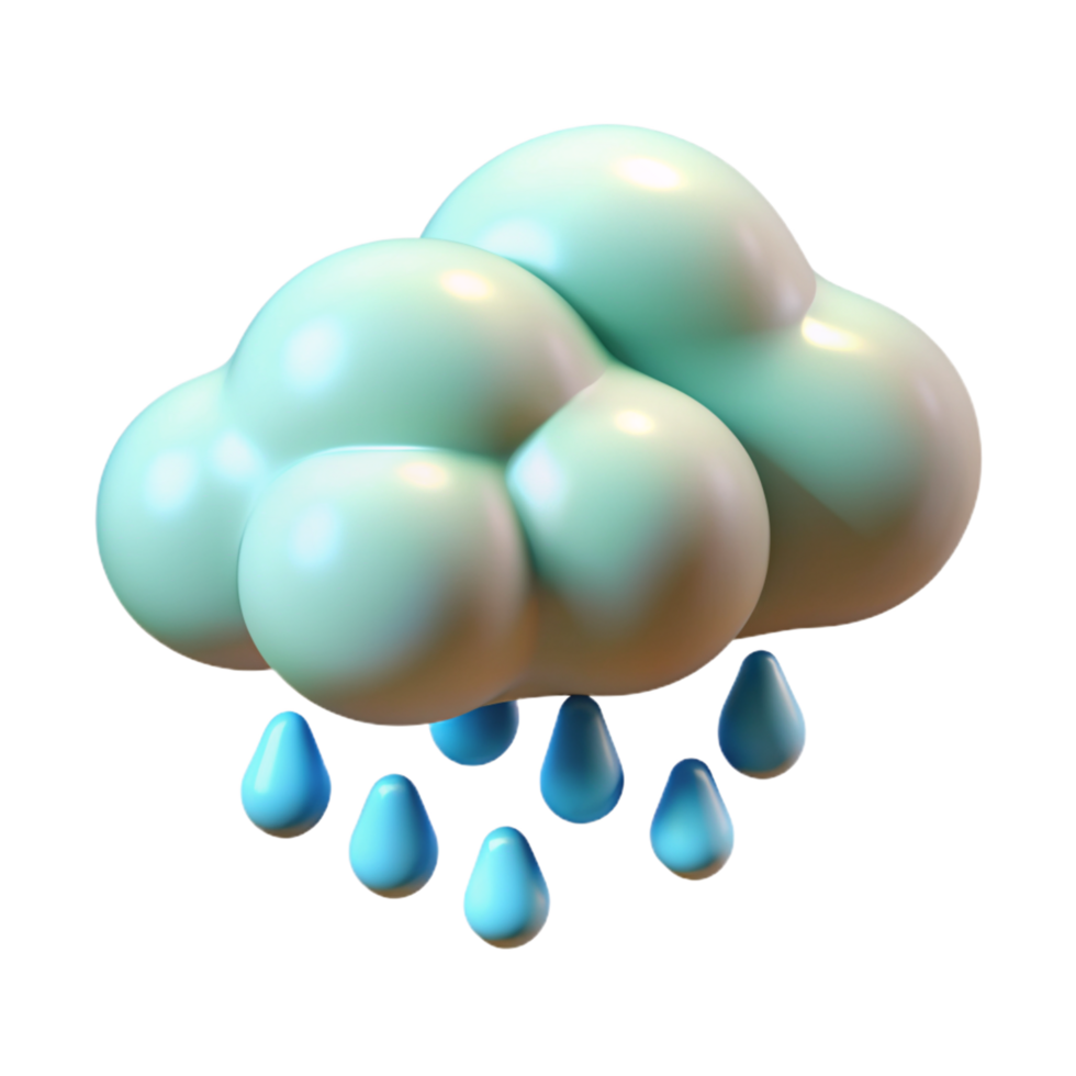 Clouds with Rain Drop 3d Illustration png