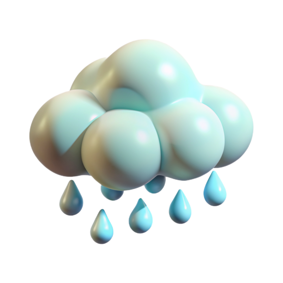 Clouds with Rain Drop 3d Design png