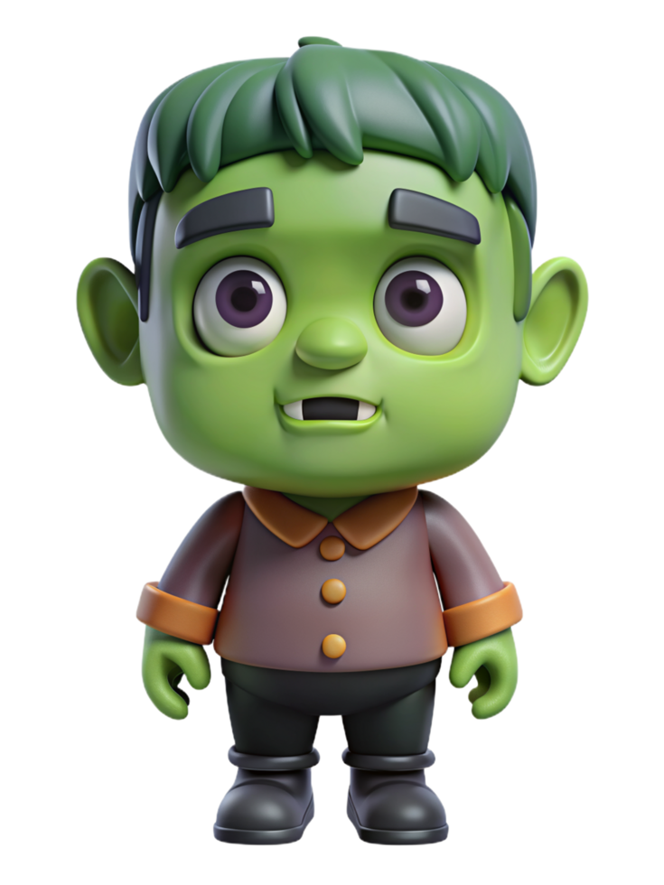 Cute Frankenstein Halloween 3d Design png