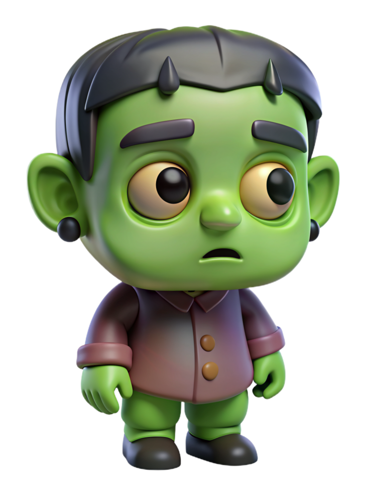 Cute Frankenstein Halloween 3d Mascot png