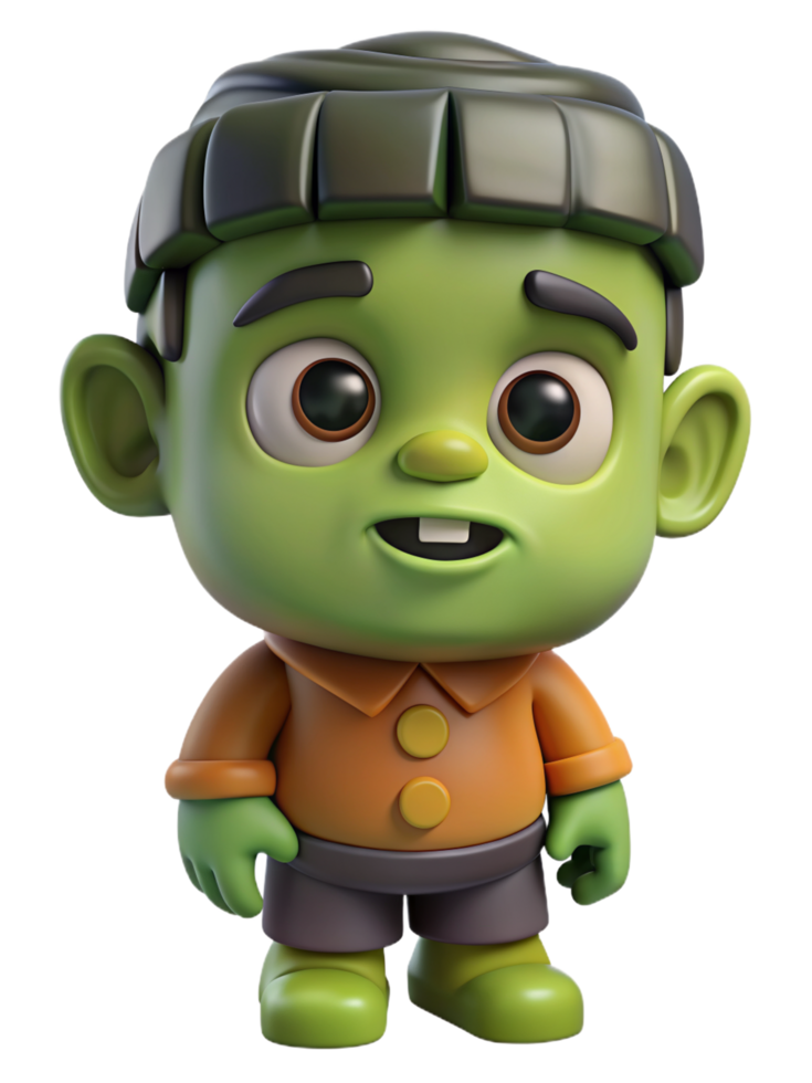 Cute Frankenstein Halloween 3d Image png