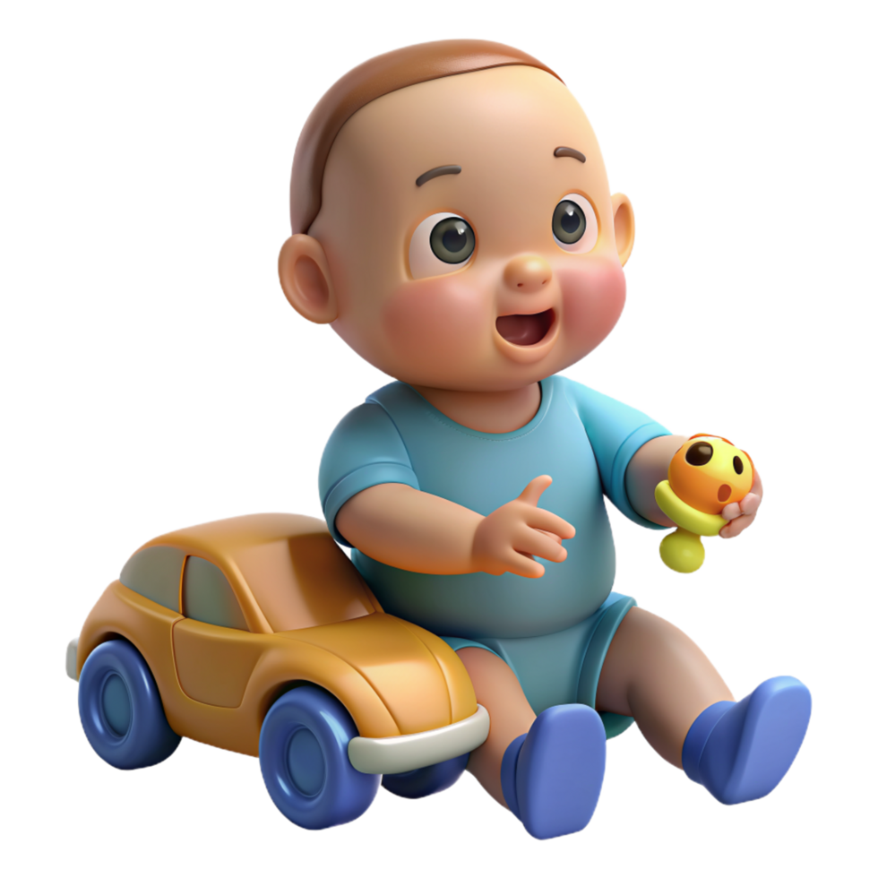 Baby Playing Car Toy 3d Image png