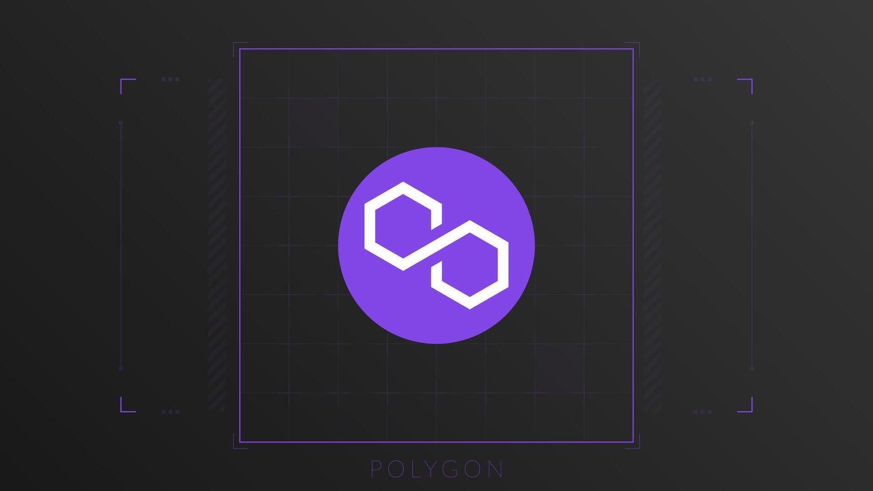 Polygon cryptocurrency logo colorful background. vector