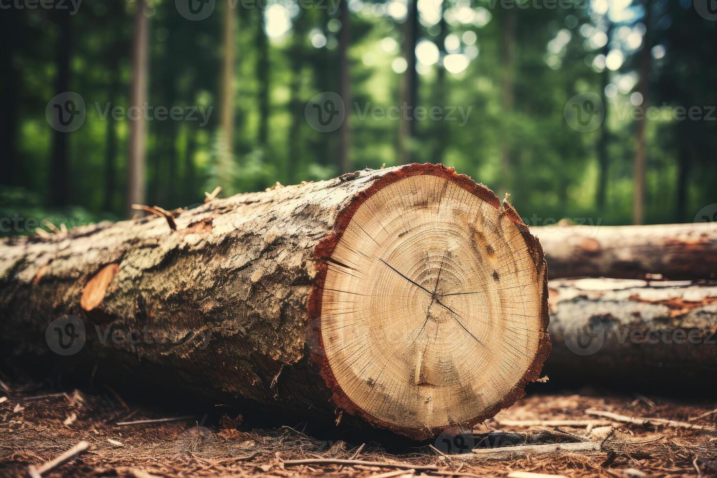 Sawn Off Tree in a Forest, photo