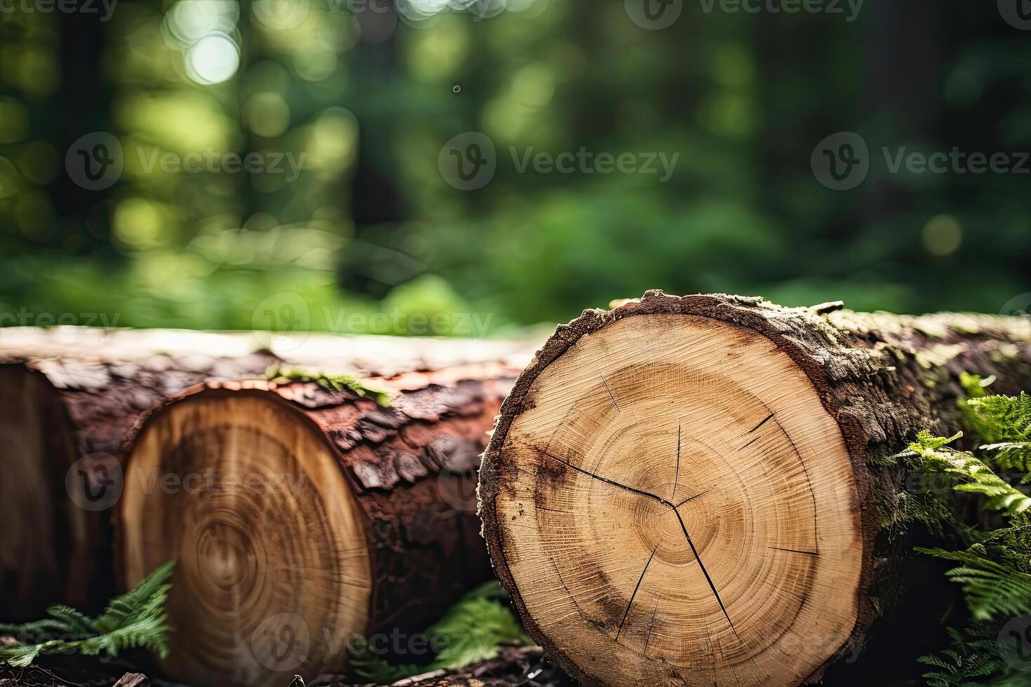 Sawn Off Trees in a Forest photo