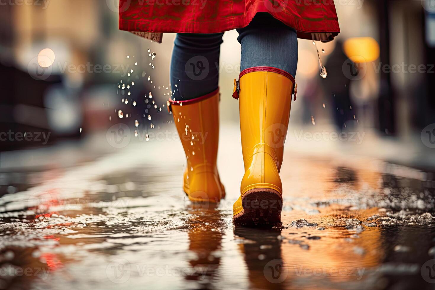 Woman Walking After the Rain photo