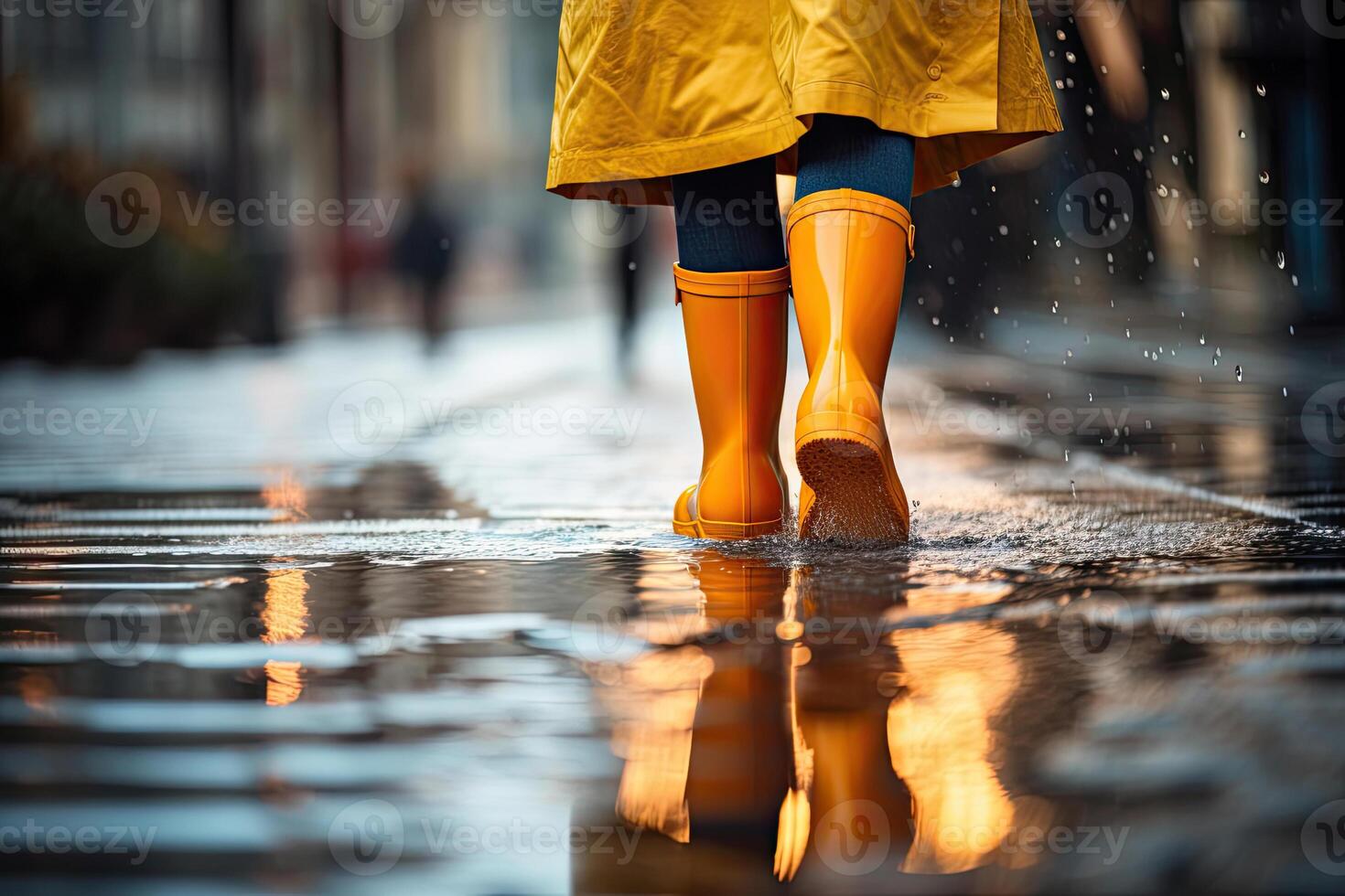 Woman Walking After the Rain photo