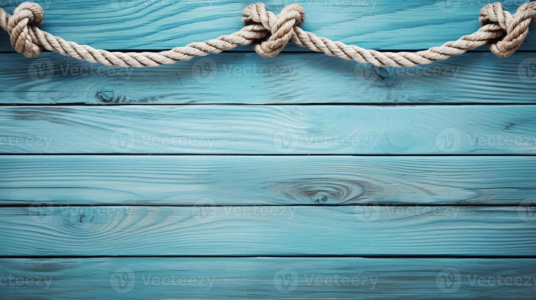 Rope on Blue Wood Background photo