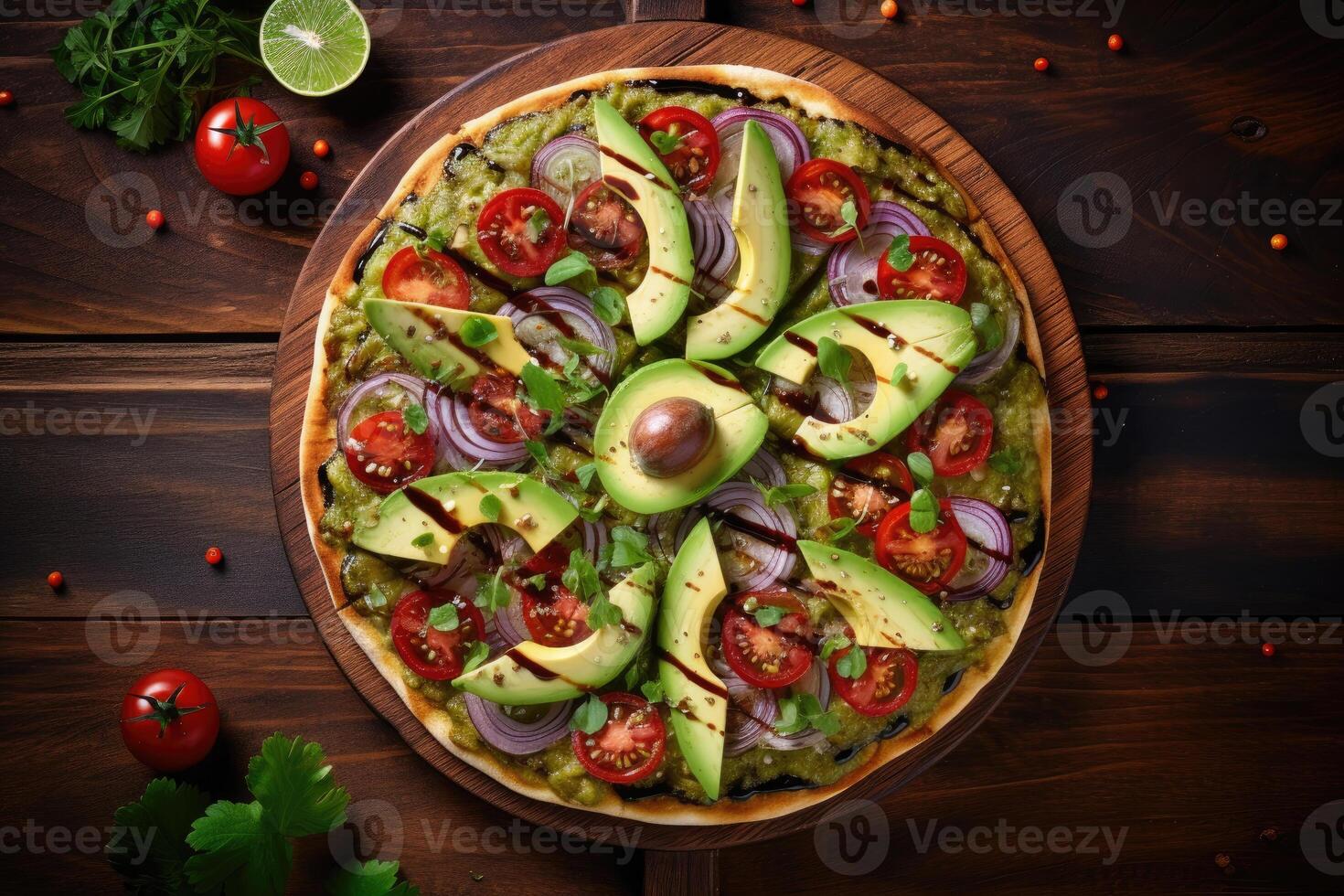 Vegan Pizza Top View photo
