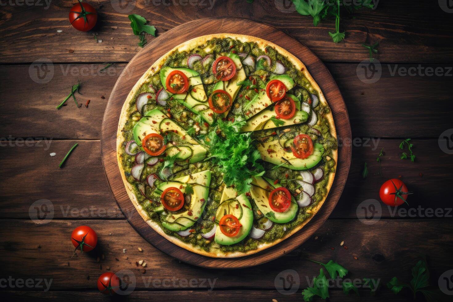 Vegan Pizza with Avocado photo