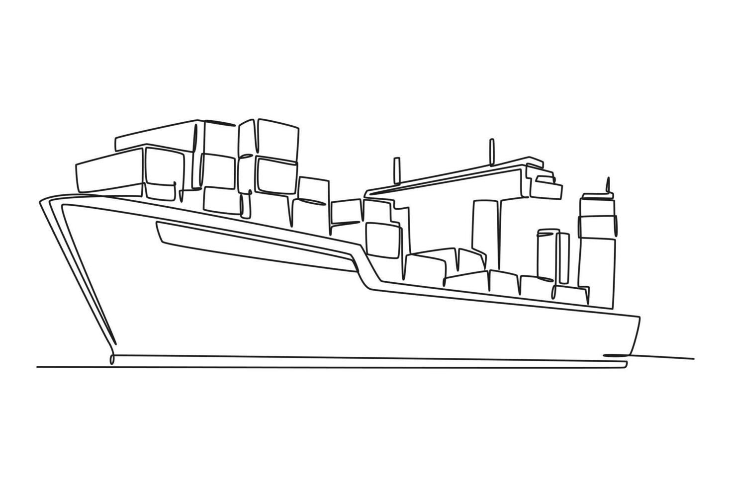 International logistics and cargo delivery concept. Single line draw design graphic illustration. vector