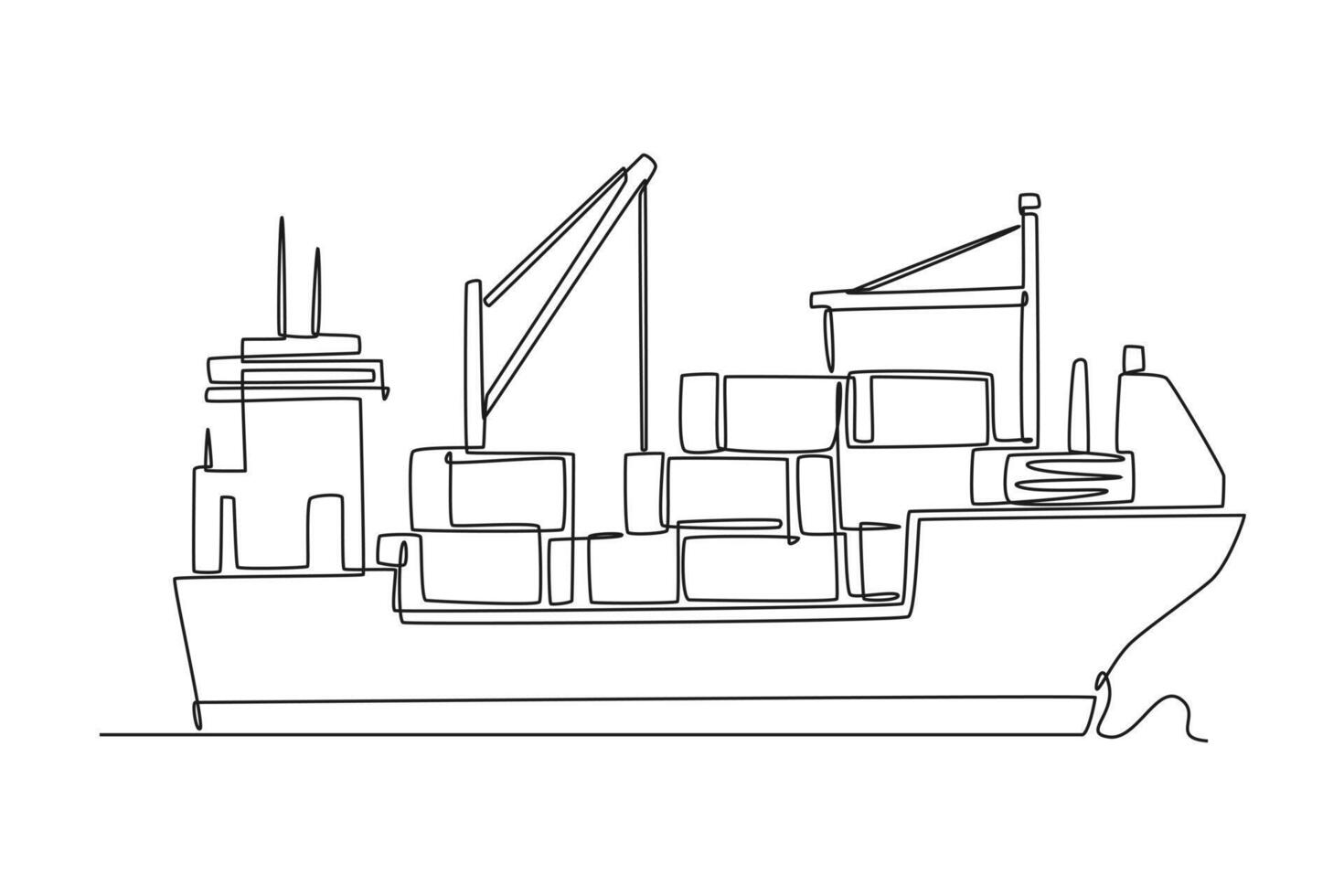 International logistics and cargo delivery concept. Single line draw design graphic illustration. vector