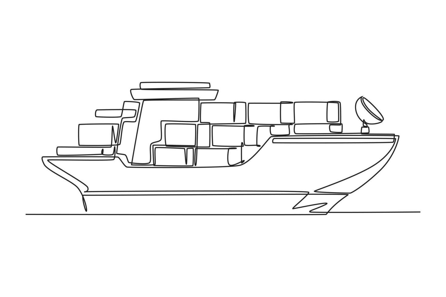 International logistics and cargo delivery concept. Single line draw design graphic illustration. vector