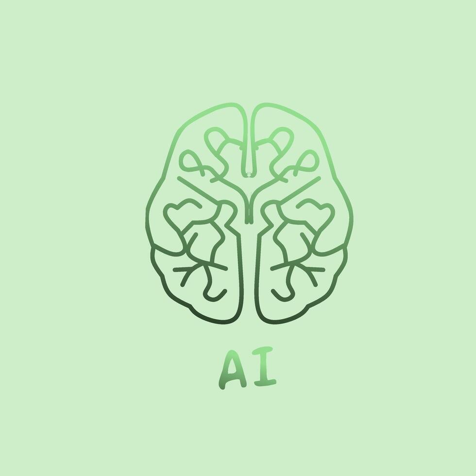 ai logo with a green brain vector