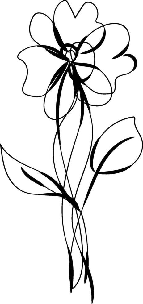 Hand drawn flat design simple flower outline vector