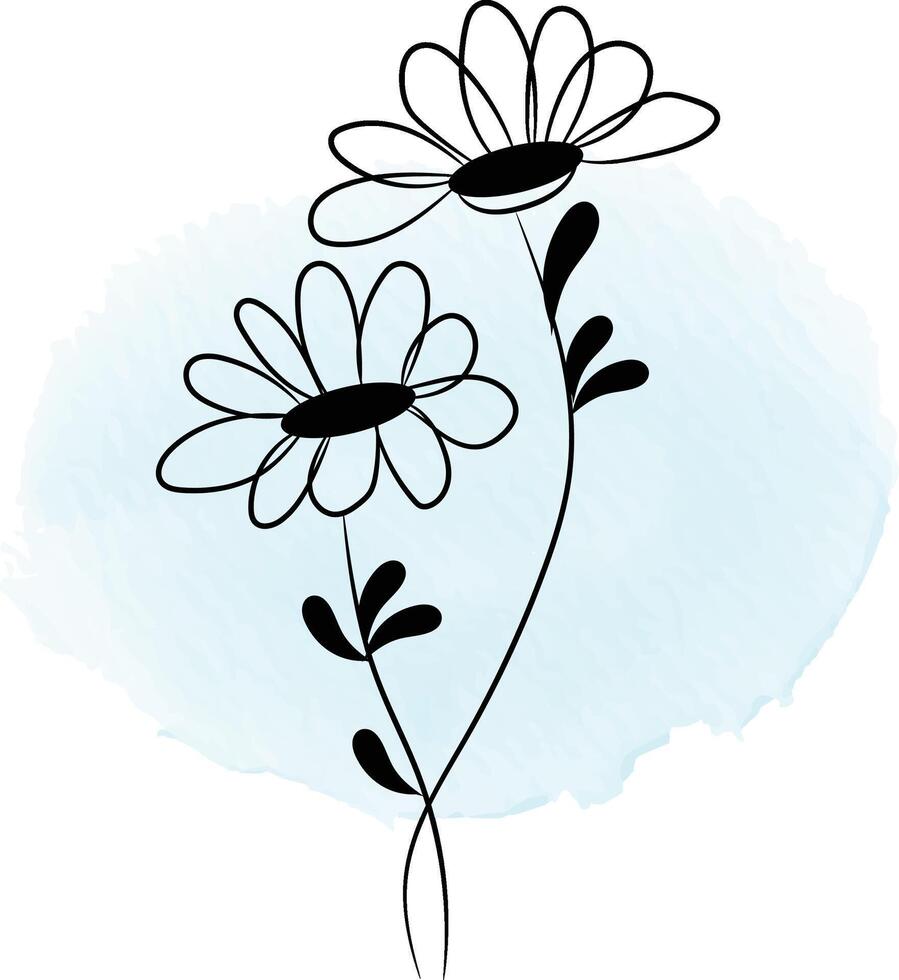 Hand drawn flat design simple flower outline vector