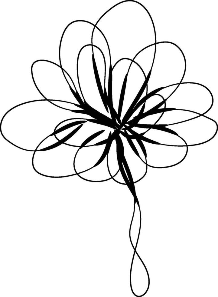 Hand drawn flat design simple flower outline vector