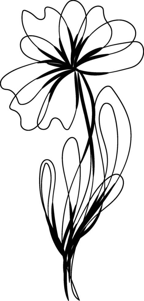 Hand drawn flat design simple flower outline vector