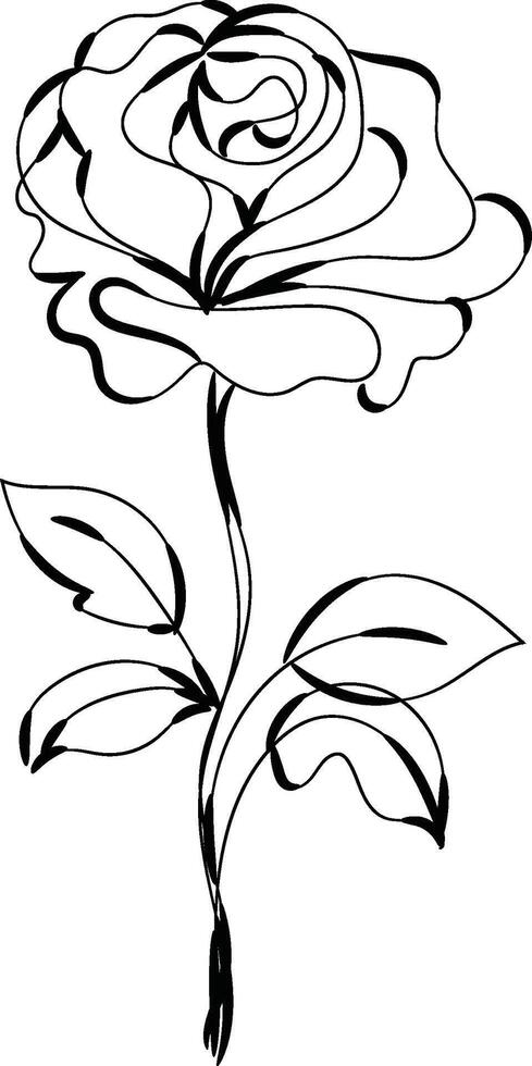 Hand drawn flat design simple flower outline vector