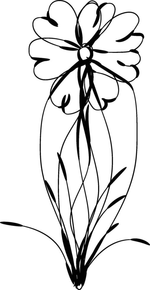 Hand drawn flat design simple flower outline vector