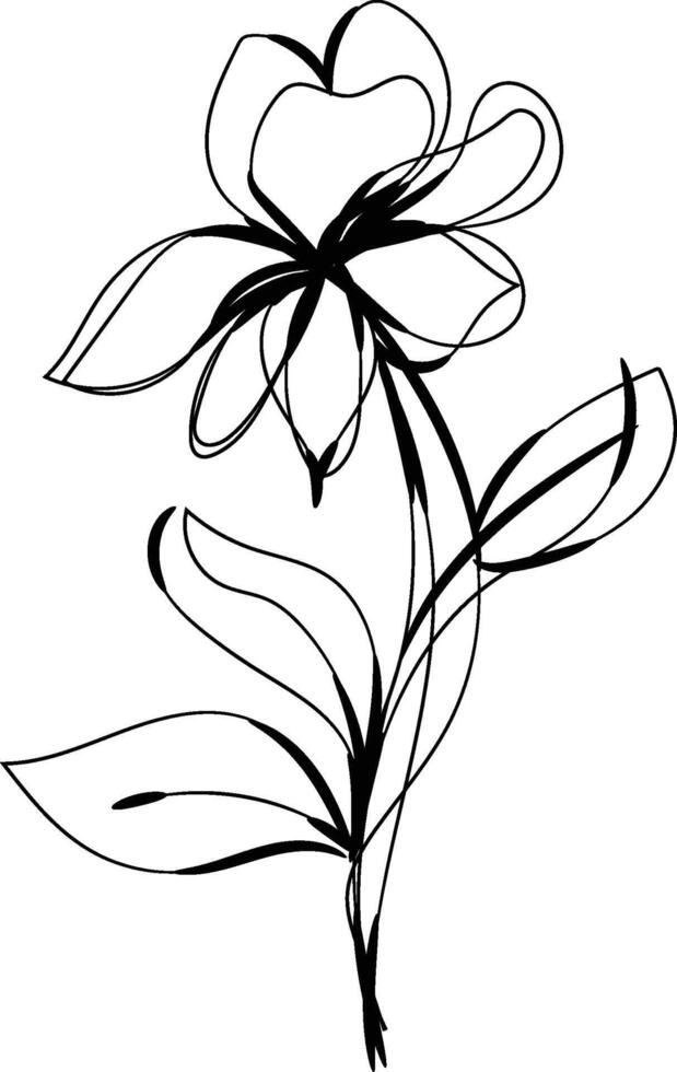 Hand drawn flat design simple flower outline vector