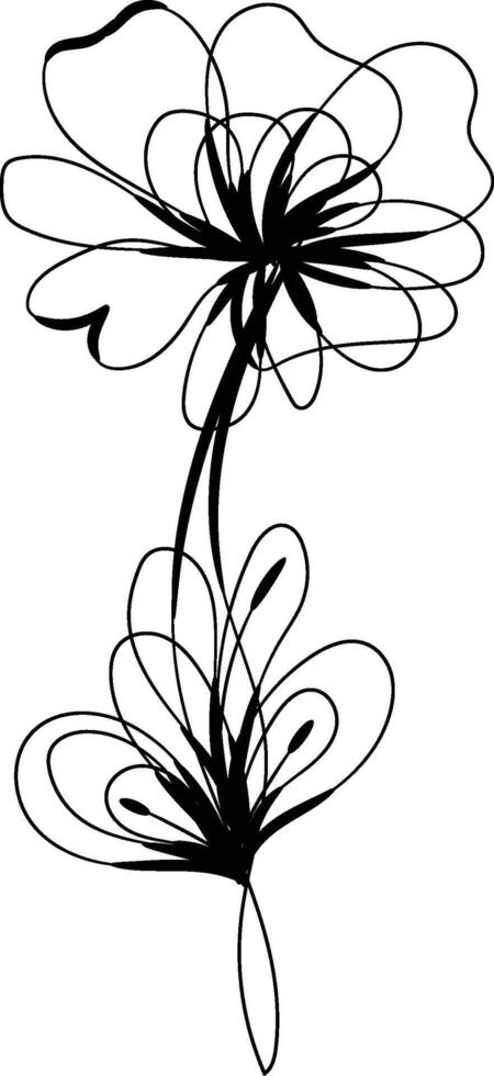 Hand drawn flat design simple flower outline vector