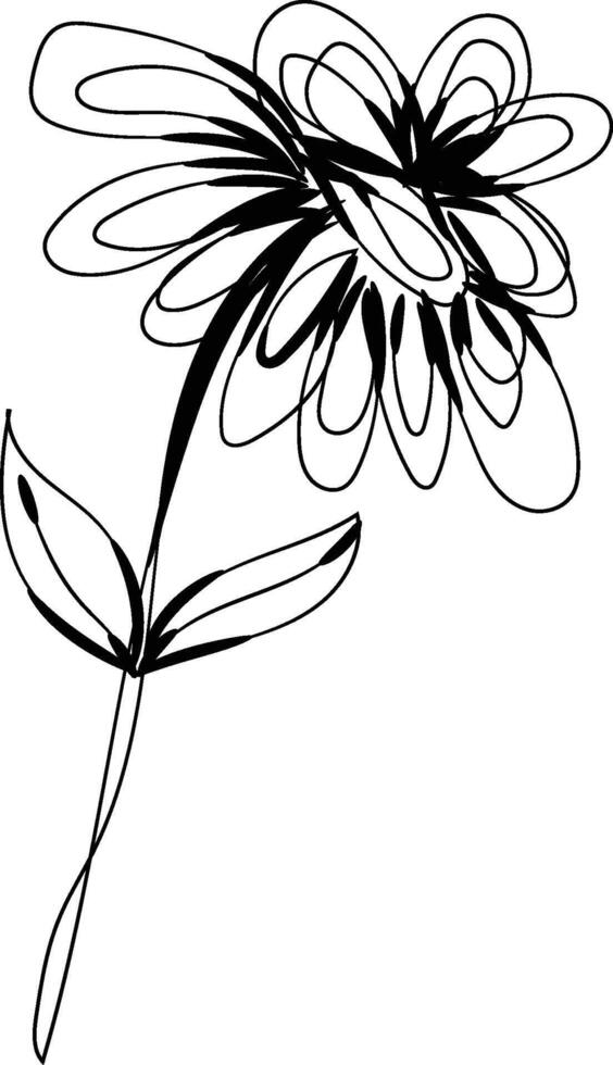 Hand drawn flat design simple flower outline vector
