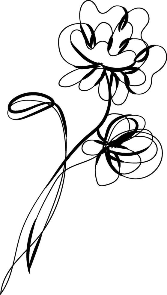 Hand drawn flat design simple flower outline vector