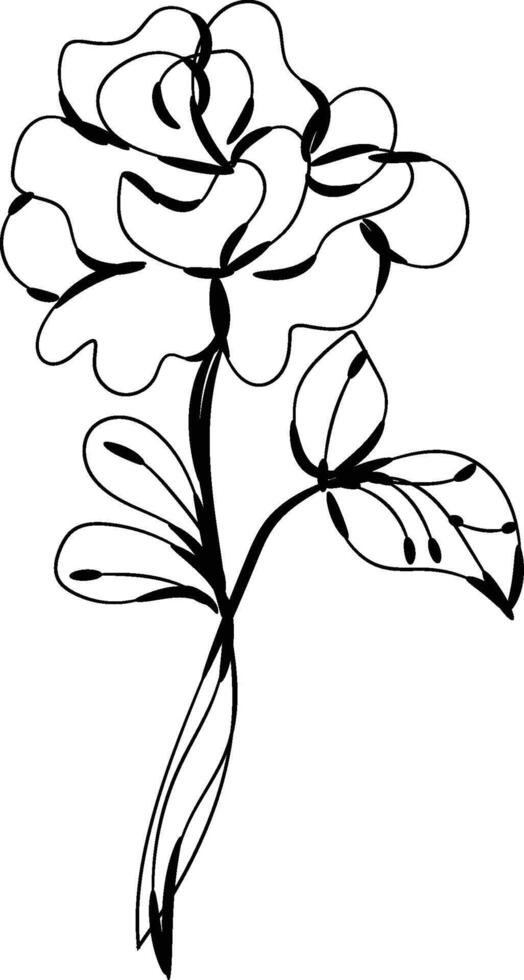 Hand drawn flat design simple flower outline vector