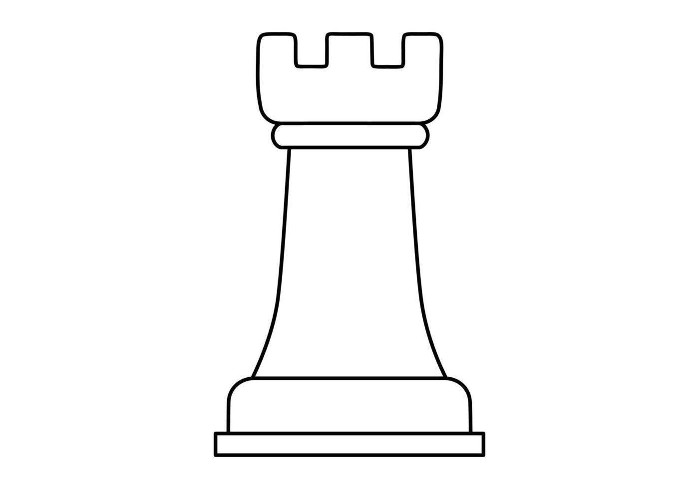 Hand drawn cute outline illustration of pawn. Flat chess figure in line art doodle. High ambitions. Strategy or intelligence icon. Success in competition. Tactic thinking. Board game. Isolated. vector