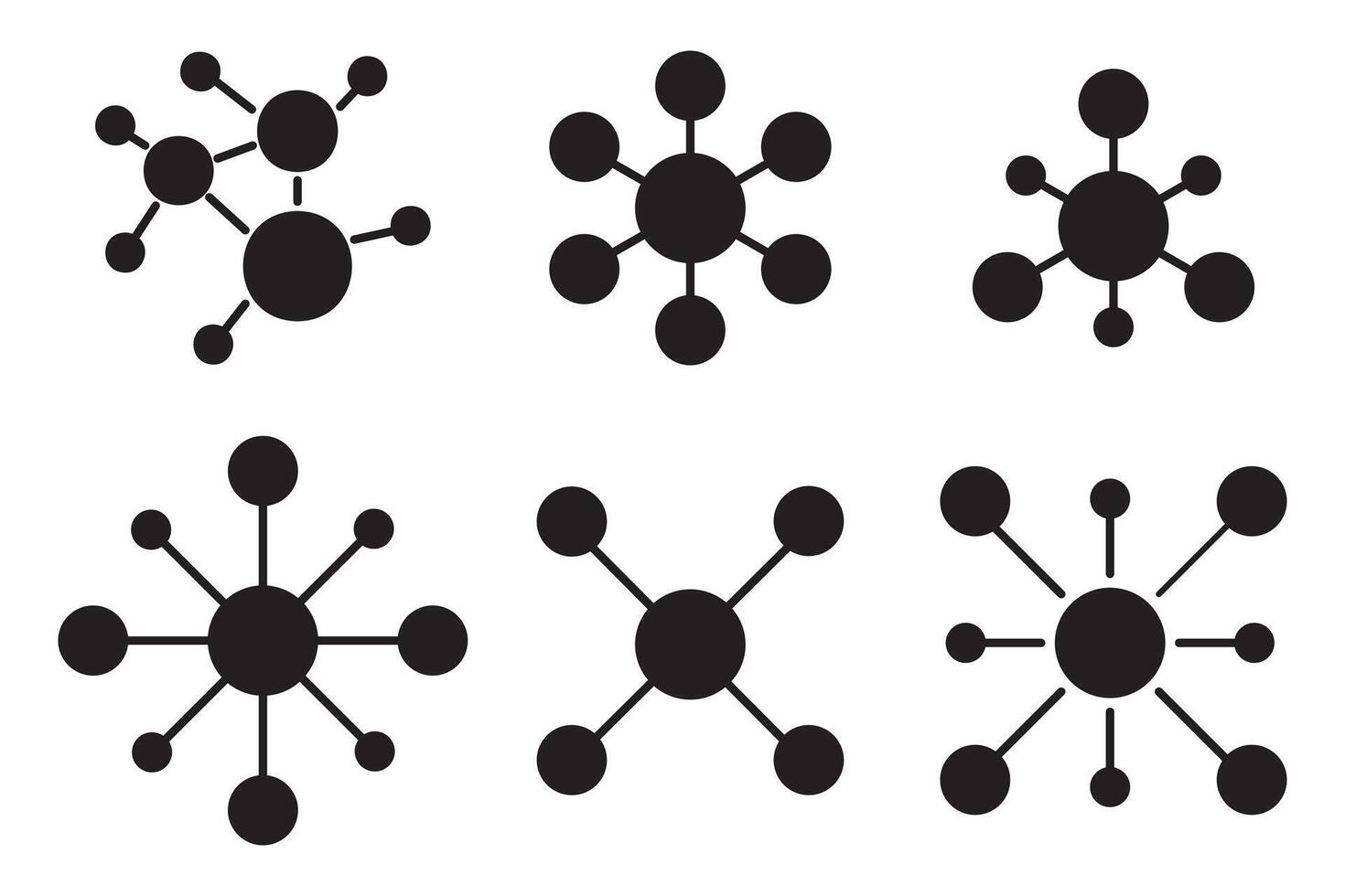 Business network and connecting icon set, Business network structure icon vector