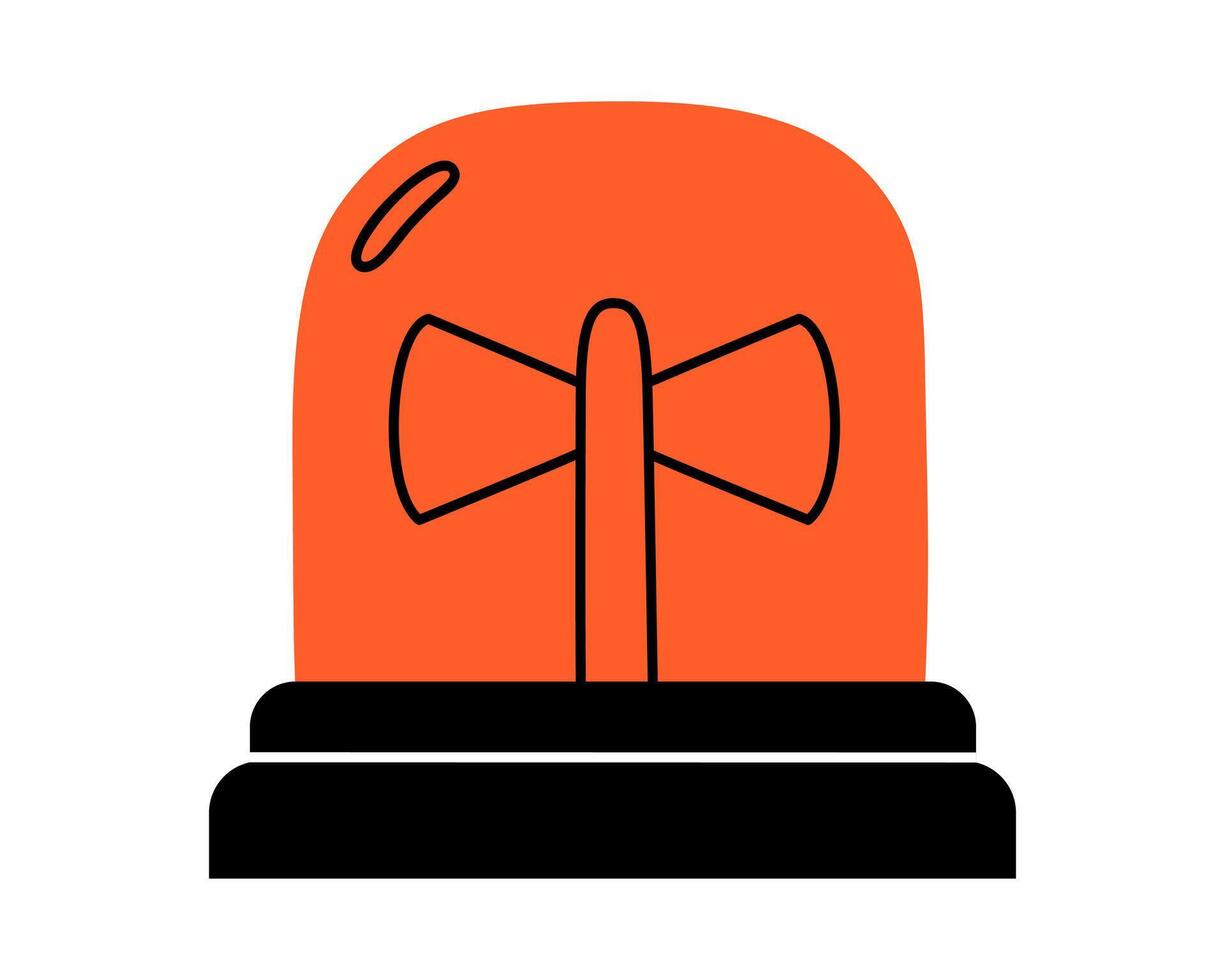 Hand drawn cute cartoon illustration of emergency warning light. Danger alarm siren. Flat problem caution signal in doodle style. Ambulance lamp icon. Urgency alert flasher. Isolated. vector