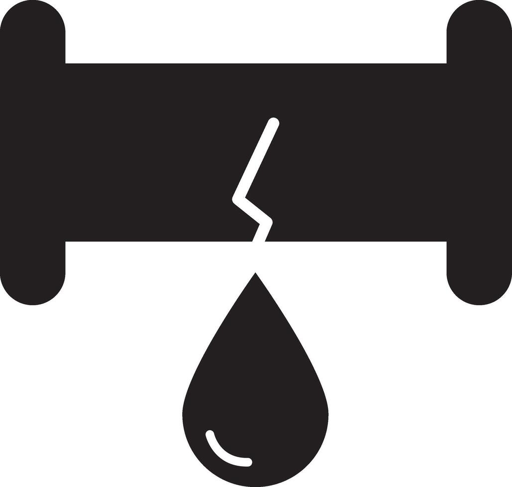Leakage pipe icon flat illustration, crack and plumber, oil leak sign, graphics vector