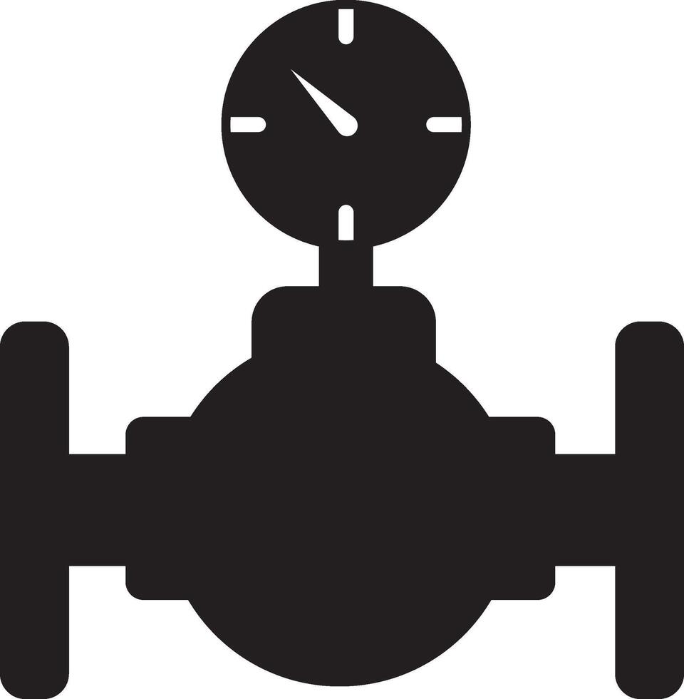 Water pipes and valve icon Simple black pipe vector