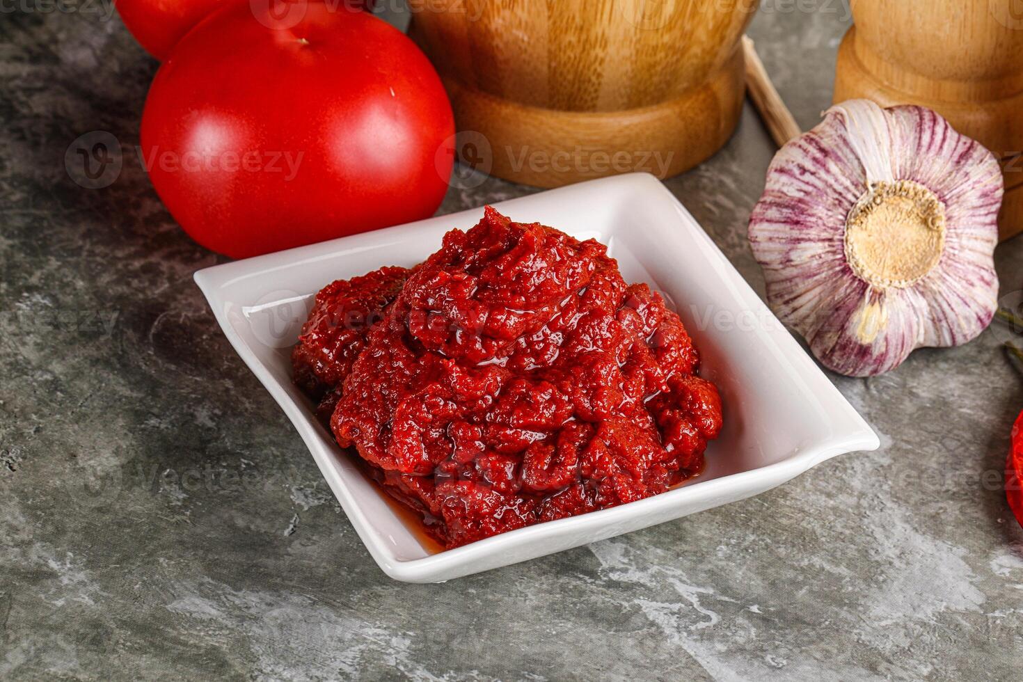 Natural organic red tomato paste photo