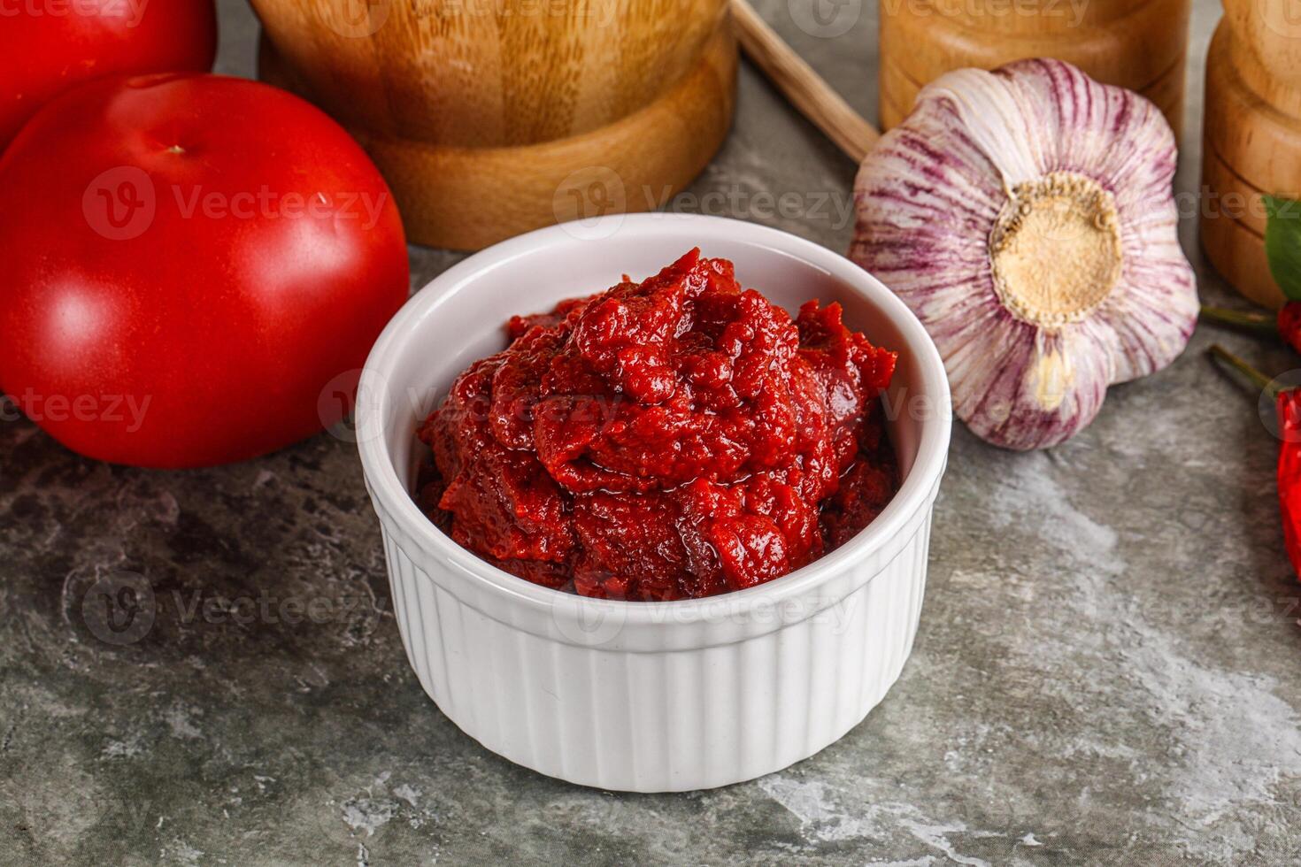 Natural organic red tomato paste photo