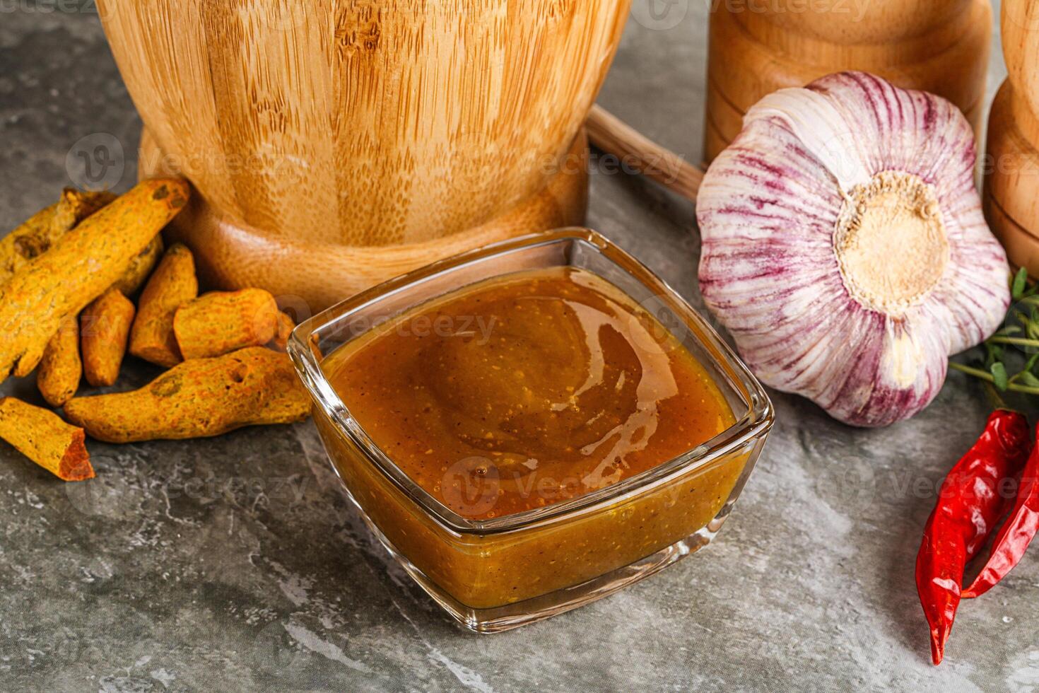 Indian curry sauce in the bowl photo