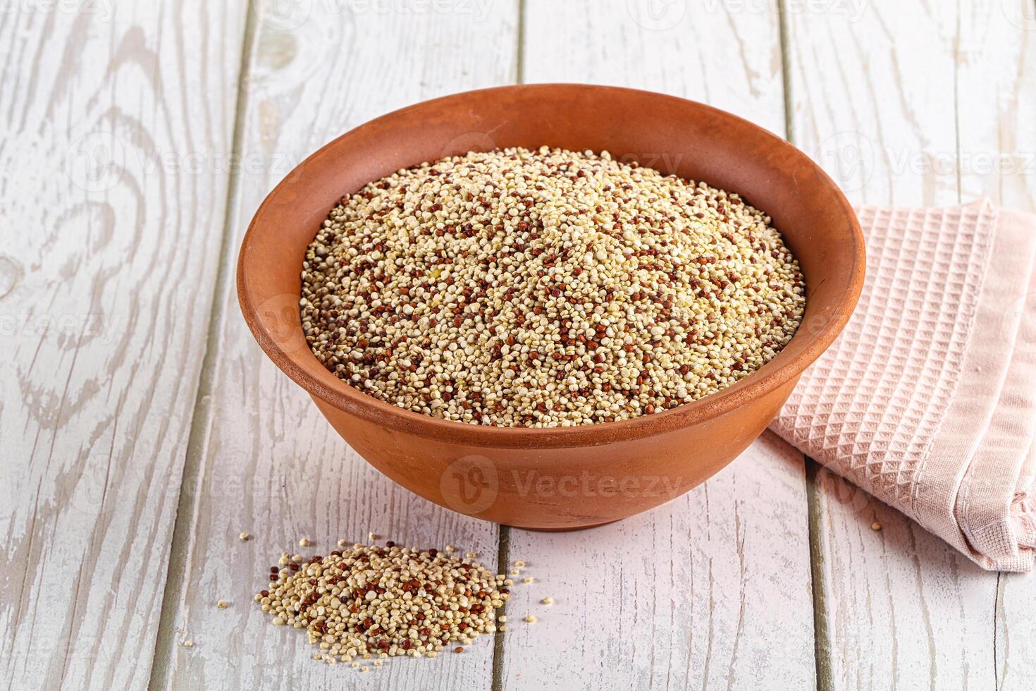 Raw dry quinoa cereal grain photo