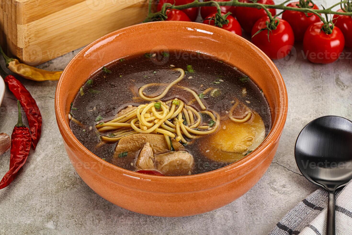 Japanese Miso soup with chicken photo