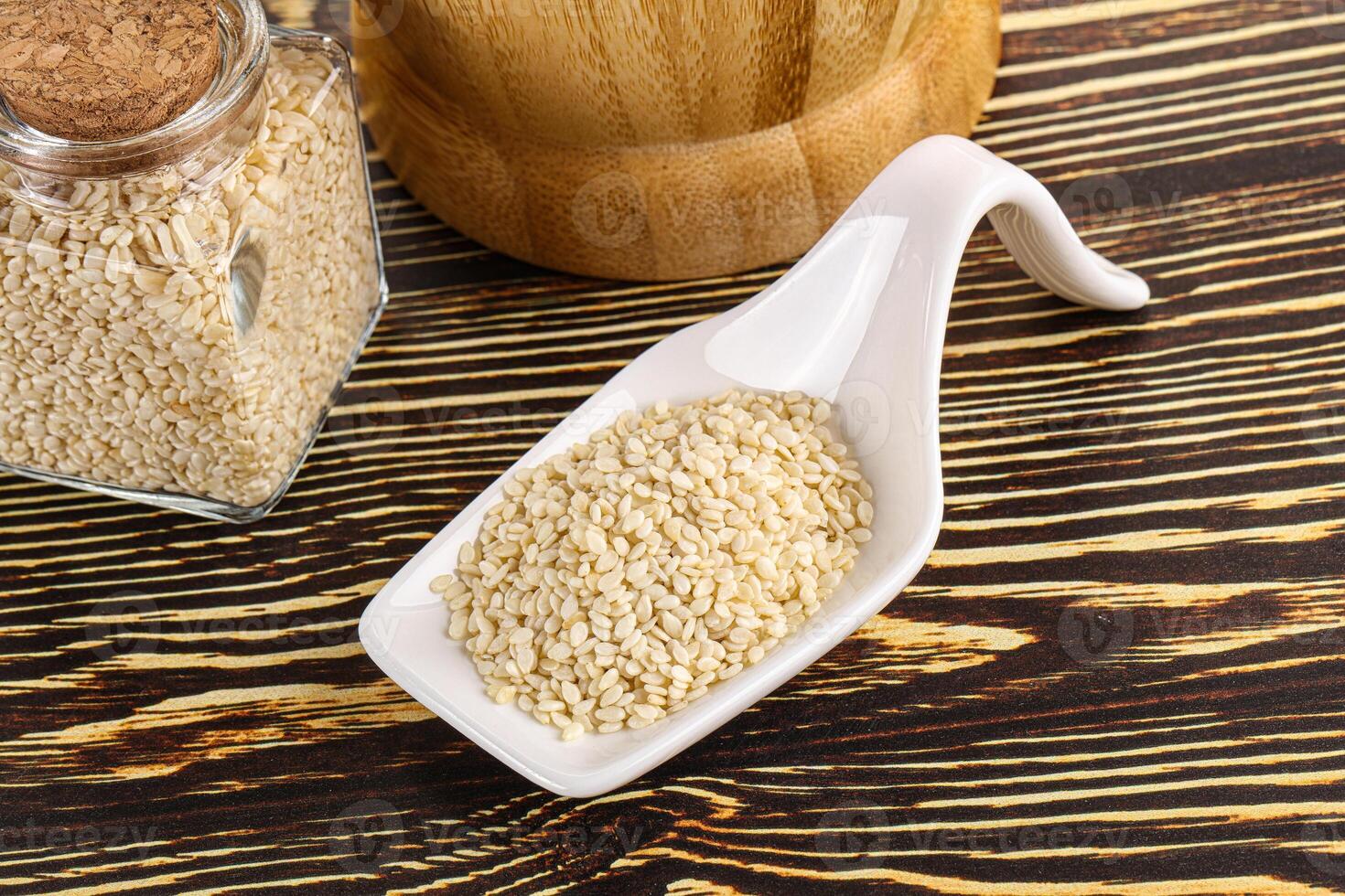 Sesame seeds heap in the bowl photo