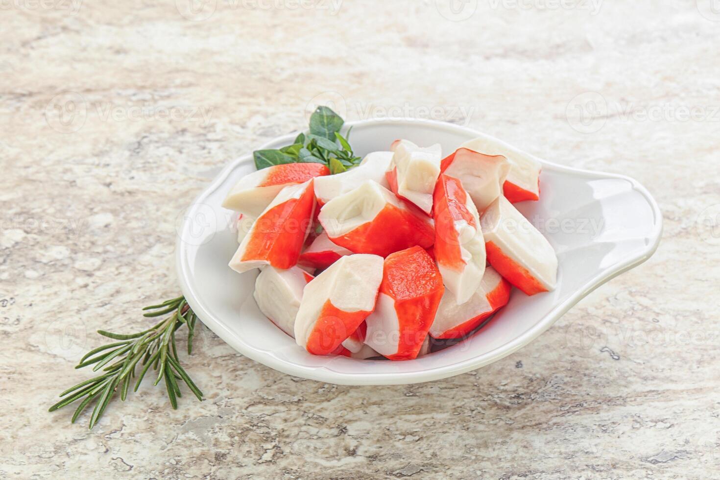 Crab meat surimi in the bowl photo