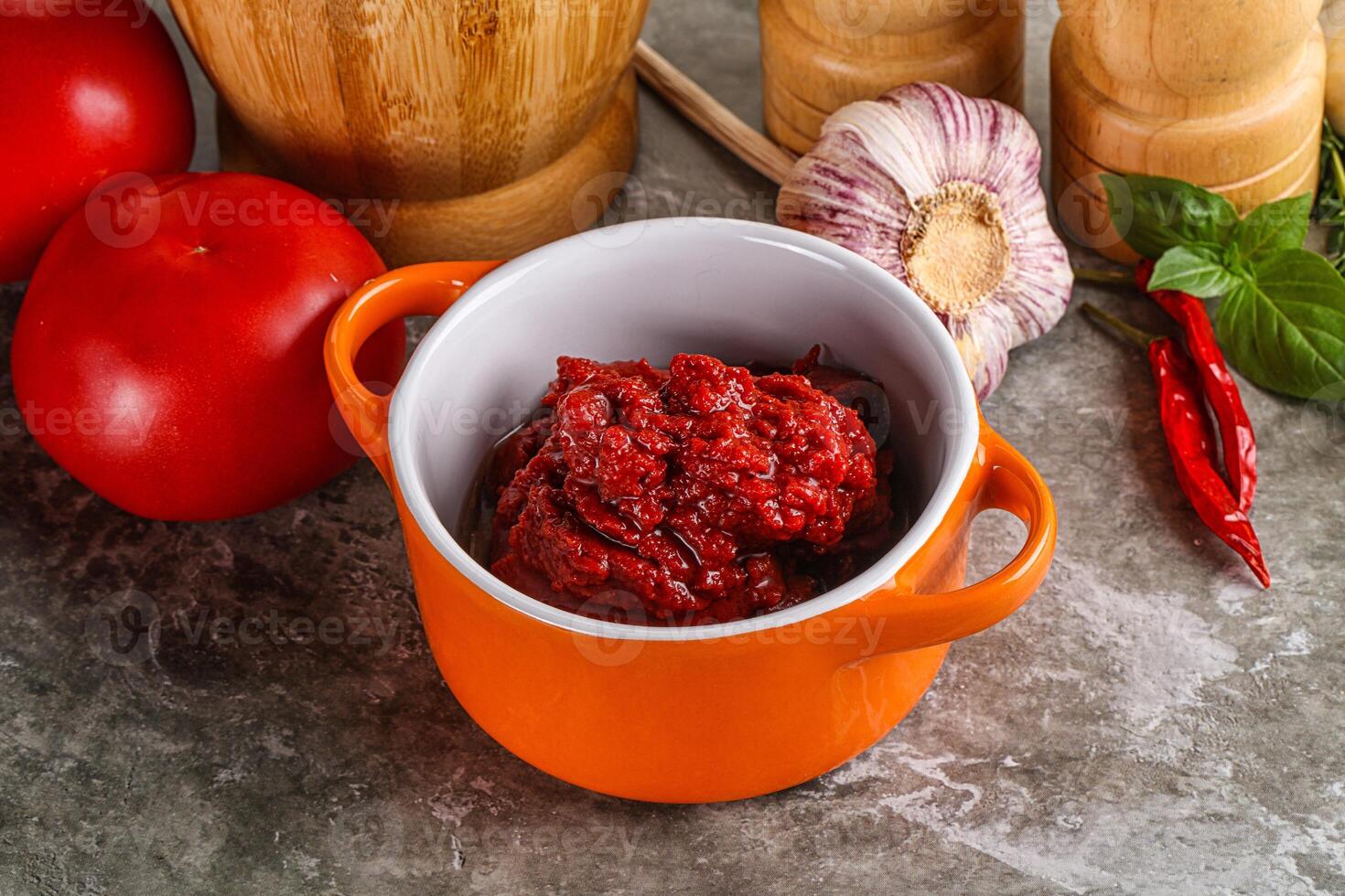 Natural organic red tomato paste photo