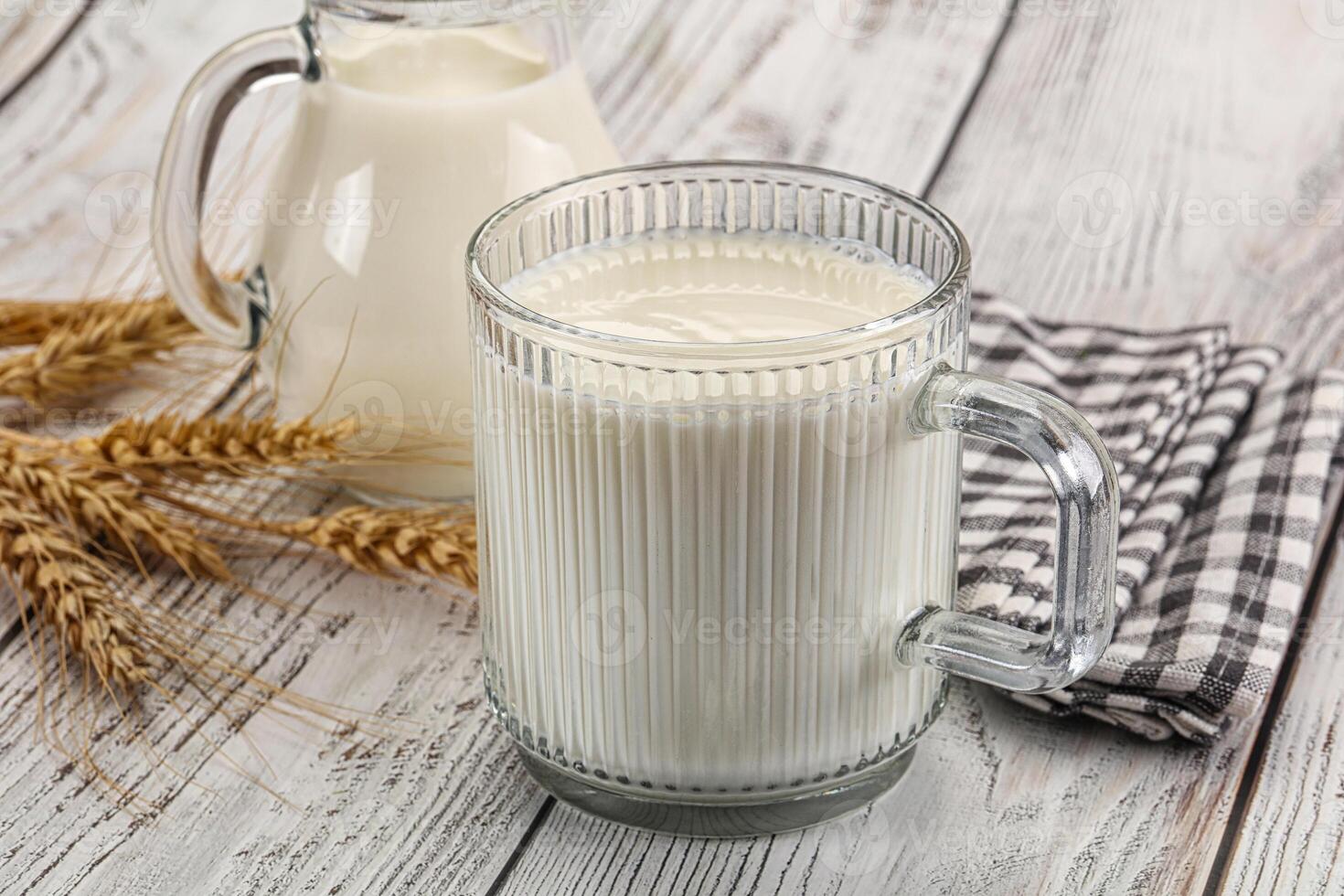 Organic milk in the glass photo