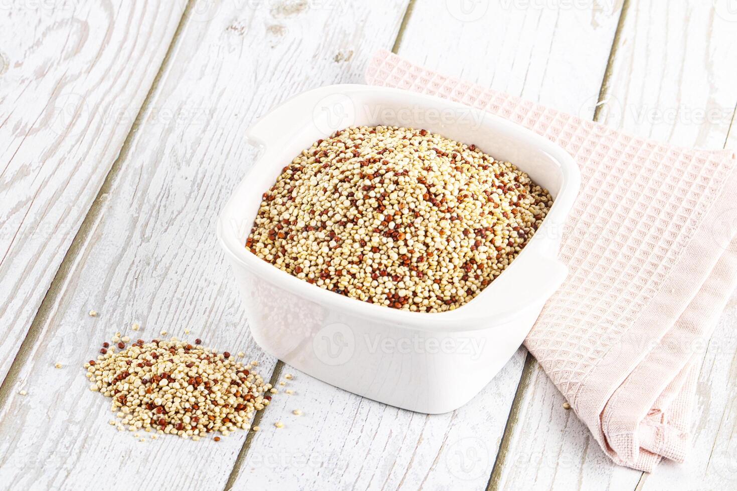 Raw dry quinoa cereal grain photo
