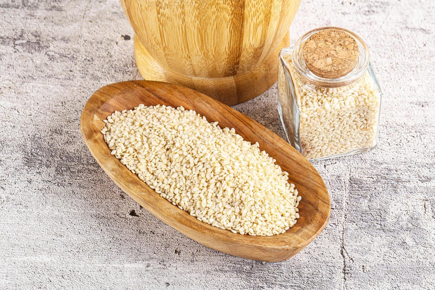 Sesame seeds heap in the bowl photo
