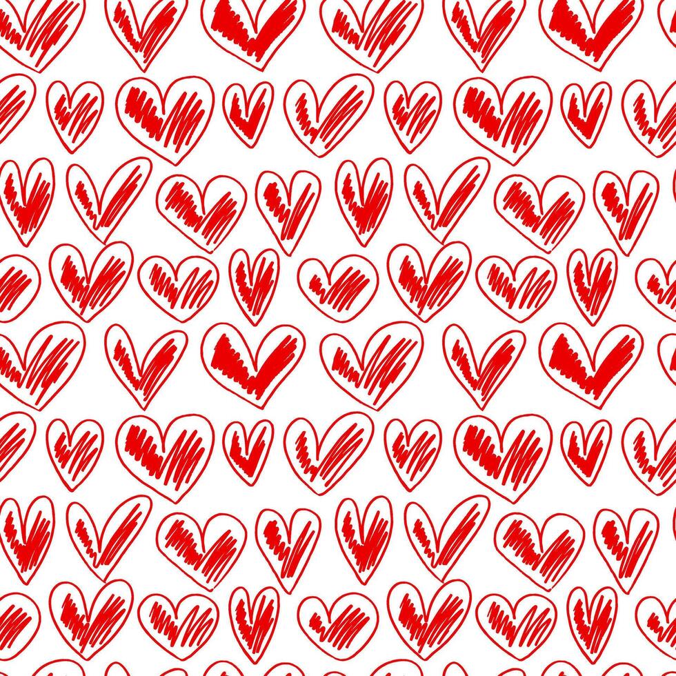 Red pencil hearts seamless pattern vector