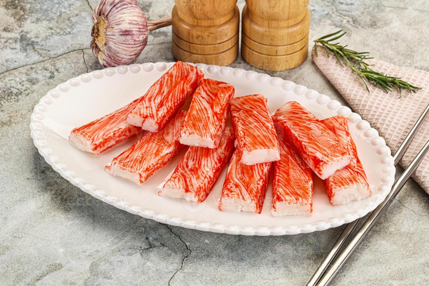 Crab meat stick surimi appetizer photo