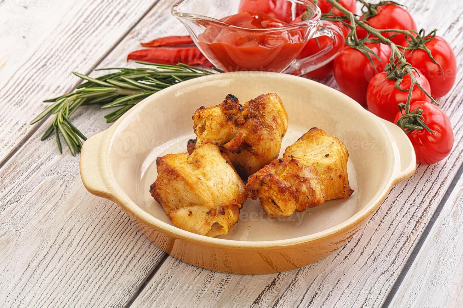 Chicken breast shashlik - grilled meat photo